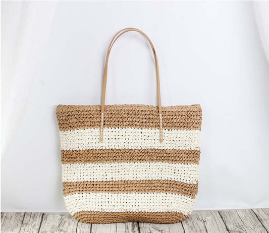 Striped Straw Beach Bag