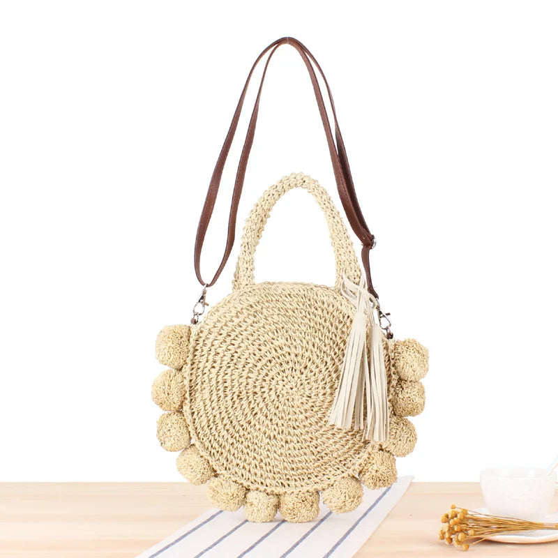 Round Straw Bag Bohemian style