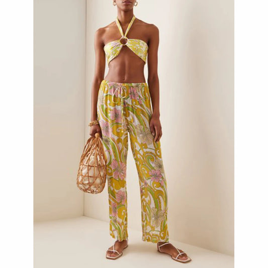 Funky Print Bikini and (optional) Long Wide Leg Pants