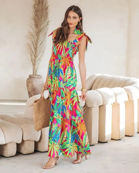 Tropical print summer dress