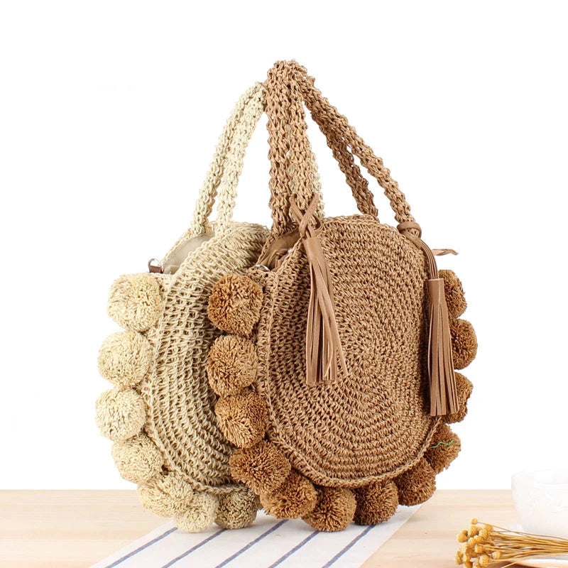 Round Straw Bag Bohemian style