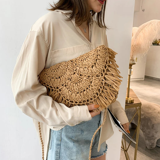 Raffia fringe Crossbody Bag